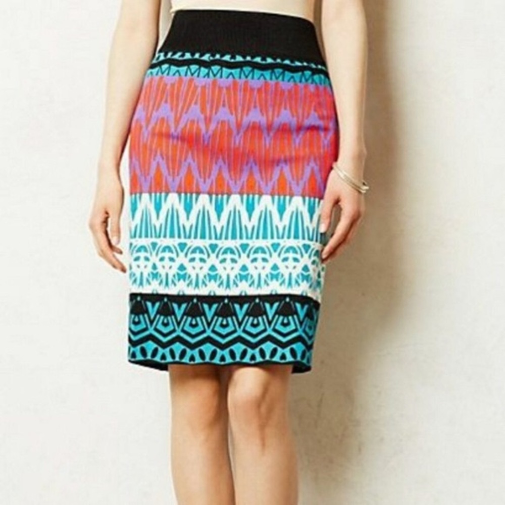 Plenty by Tracy Reese Patterned Teal Pencil Skirt